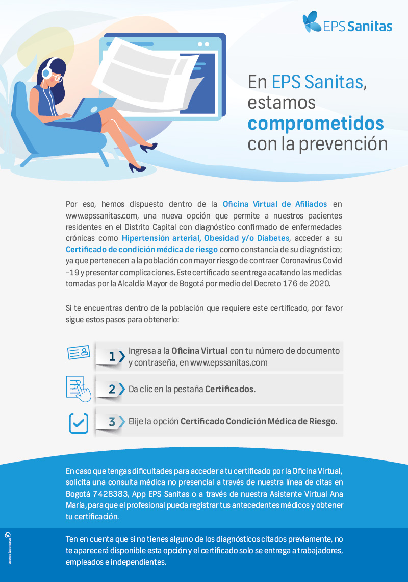 Descarga tu Certificado de condición médica de riesgo Descarga tu Certificado de condición médica de riesgo
