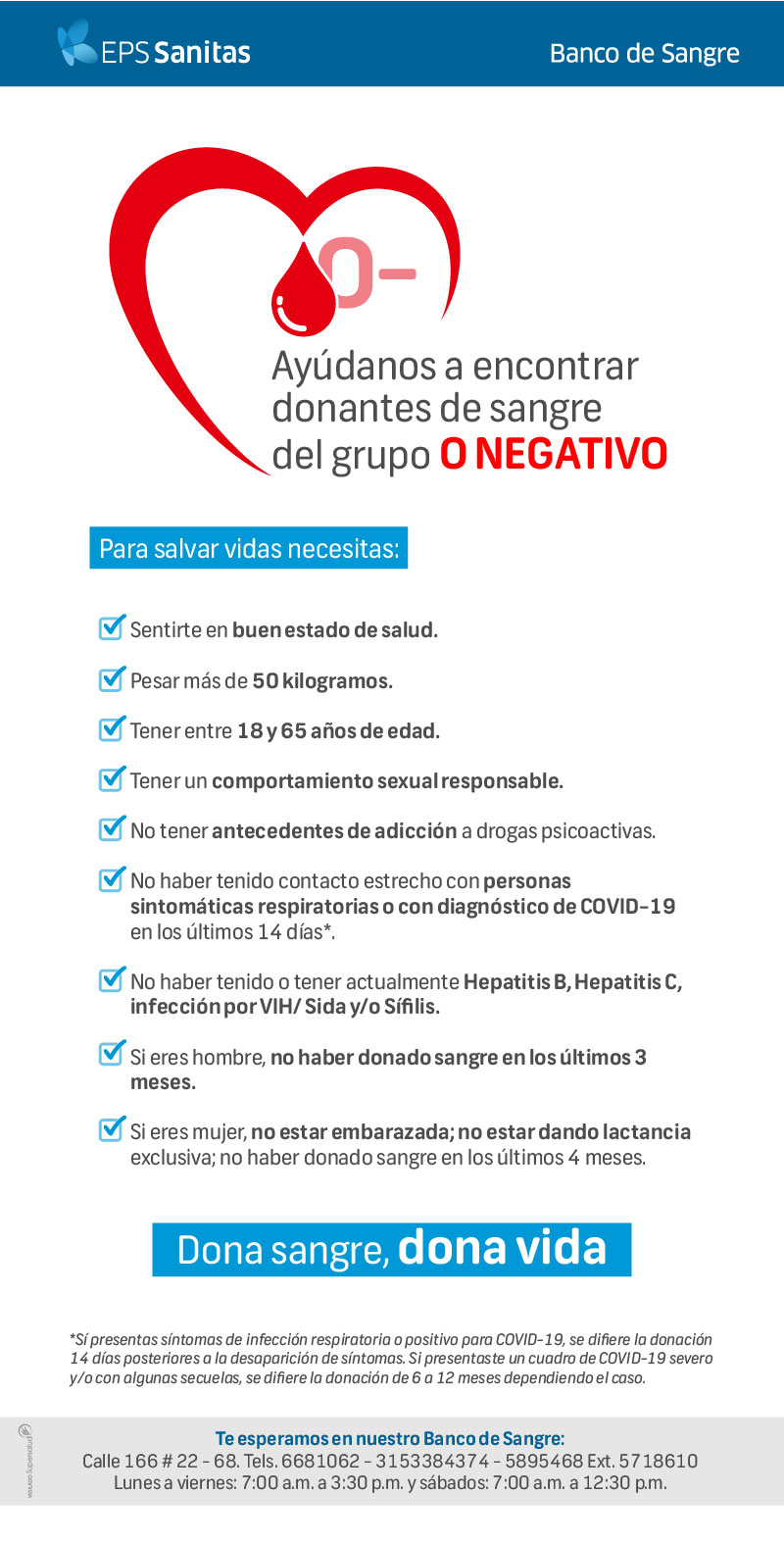 Donantes de grupo sanguíneo O Negativo en Bogotá